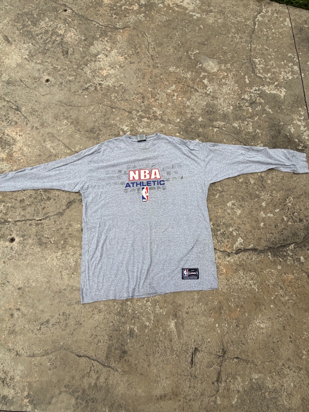 Unk NBA Athletic Long Sleeve Shirt - Gray with Red & Blue Logo
